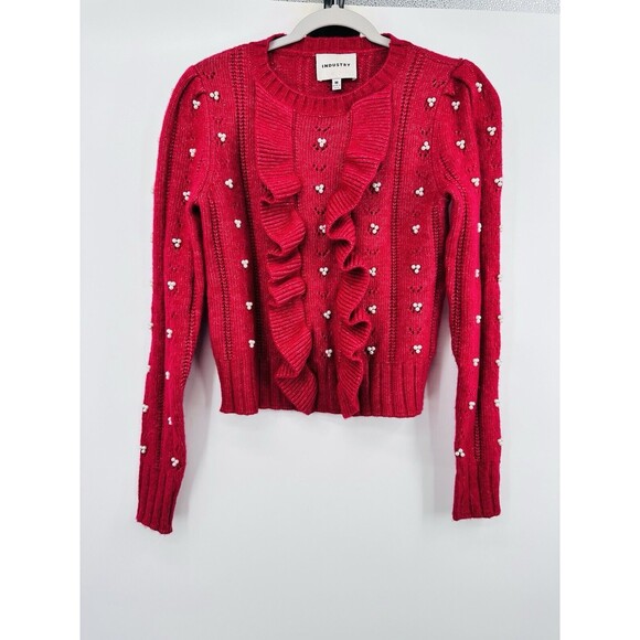 Industry sweater size M Burgundy Red  Embedded Mint Conditions - Picture 3 of 11